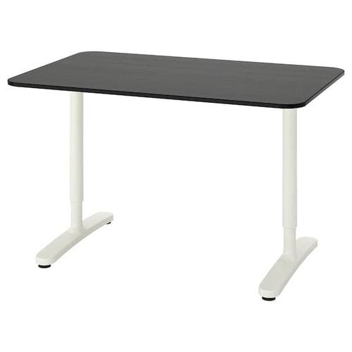 BEKANT - Desk, black stained ash veneer/white, 120x80 cm
