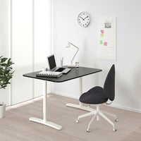 BEKANT - Desk, black stained ash veneer/white, 120x80 cm - best price from Maltashopper.com 89282586