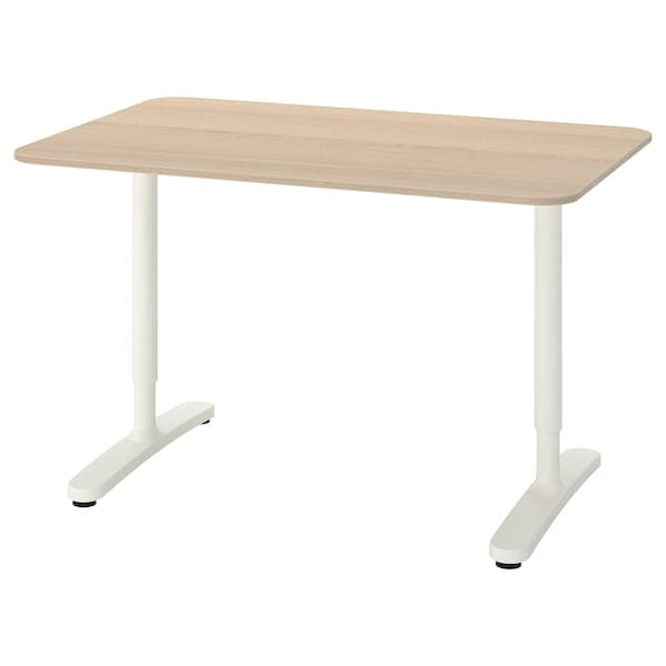BEKANT - Desk, white stained oak veneer/white, 120x80 cm - best price from Maltashopper.com 89282591