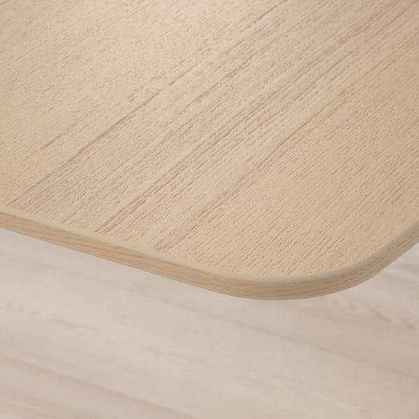 BEKANT - Desk, white stained oak veneer/black, 140x60 cm - best price from Maltashopper.com 79282638
