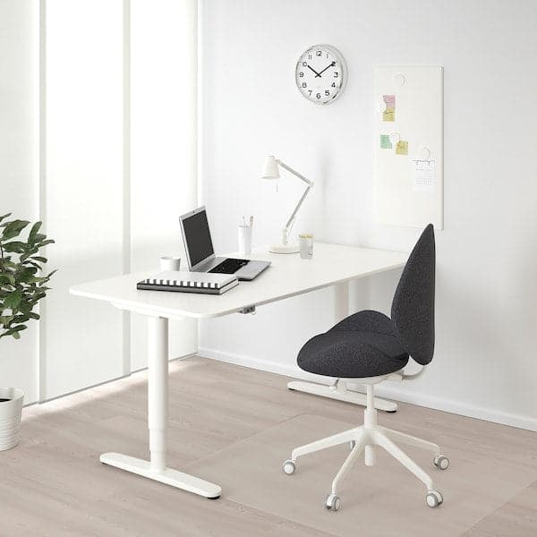 BEKANT Height adjustable desk - white 160x80 cm , 160x80 cm - best price from Maltashopper.com 69022537