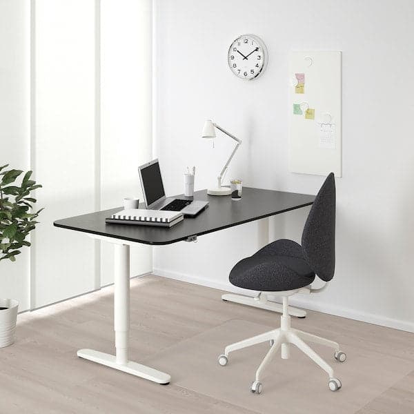 BEKANT Height adjustable desk - black/white 160x80 cm din/bite veneer - Premium Furniture from Ikea - Just €622.99! Shop now at Maltashopper.com