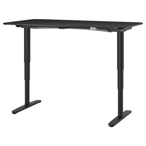 BEKANT Height adjustable desk - black/black/black 160x80 cm fractal/biting veneer , 160x80 cm