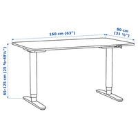 BEKANT Height adjustable desk - blue/black linoleum 160x80 cm - best price from Maltashopper.com 69281069