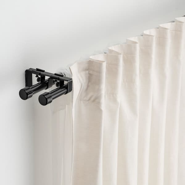Ikea BEKRÄFTA - Double curtain rod set, black, 120-210 cm 19 mm