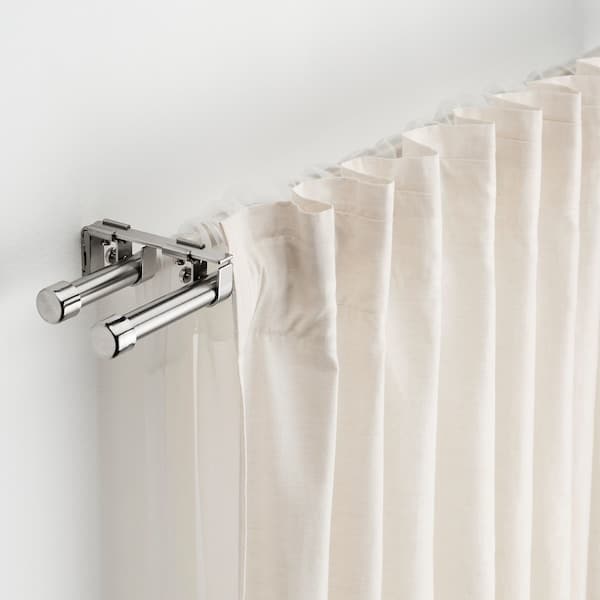 Ikea BEKRÄFTA Double curtain stick set - nickel-plated 120-210 cm 19 mm , 120-210 cm 19 mm