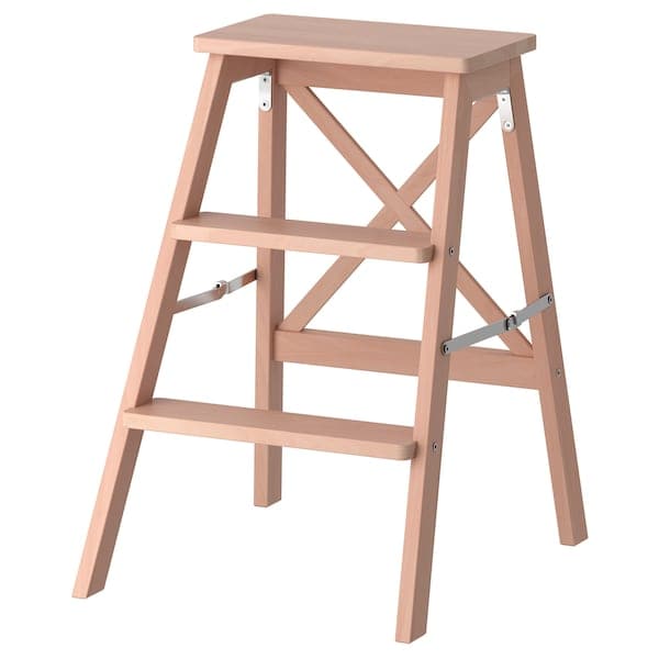 BEKVÄM - Stepladder, 3 steps, beech, 63 cm