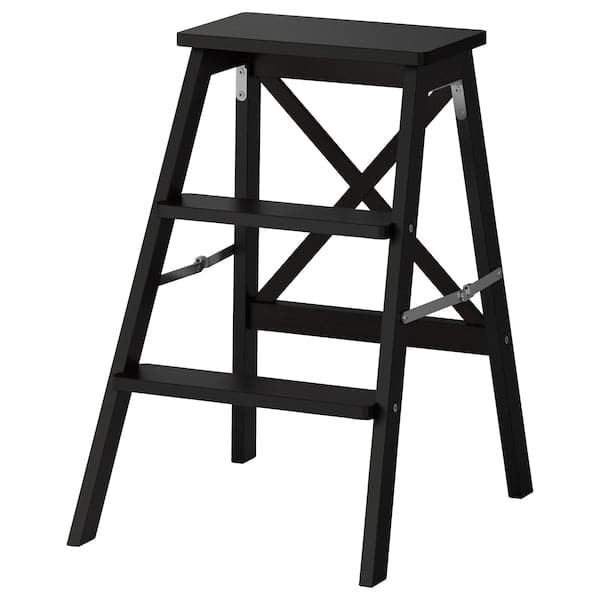 BEKVÄM - Stepladder, 3 steps, black, 63 cm