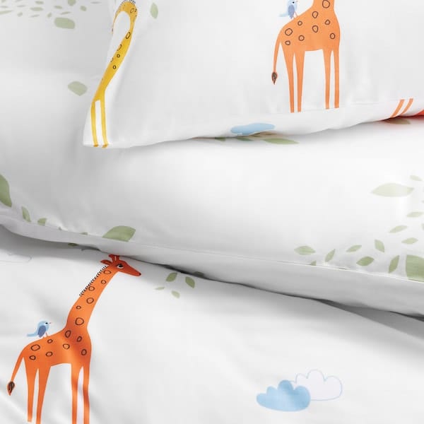 Ikea BERGFINK - 3-piece bedlinen set with bag, green giraffe, 150x200/50x80 cm