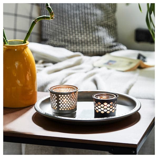 BERGGRAN - Candle holder, grey, 9 cm - best price from Maltashopper.com 50559415