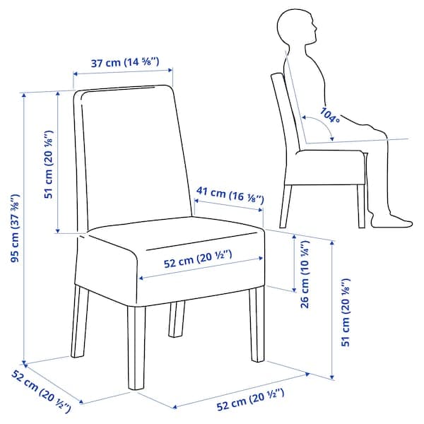 Ikea BERGMUND Chair with medium length lining - black/Inseros white ,