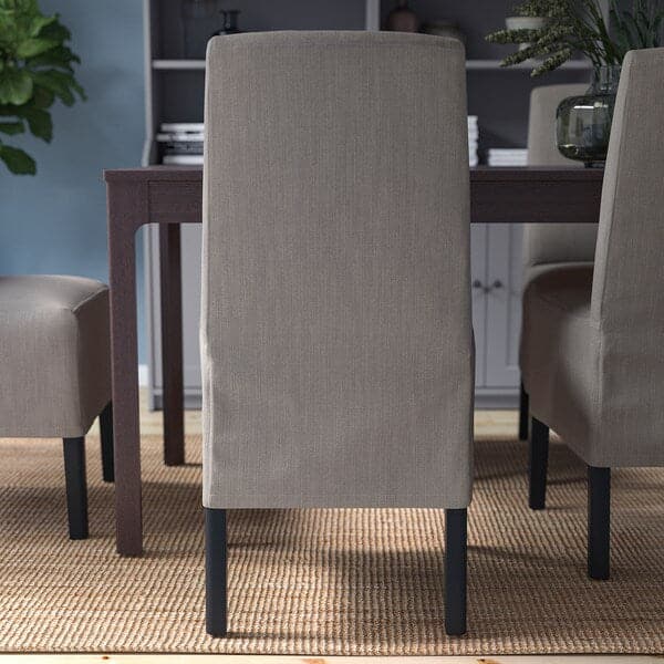 Ikea BERGMUND Chair with medium length lining - black/Nolhaga grey/beige ,