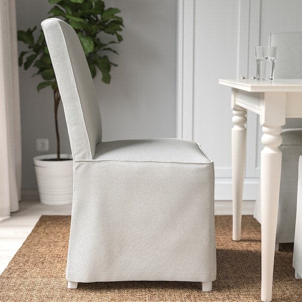 Ikea BERGMUND Chair with long cover, oak effect / White Inseros ,
