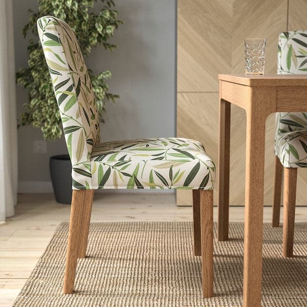 Ikea BERGMUND Chair - oak/Fågelfors pattern ,