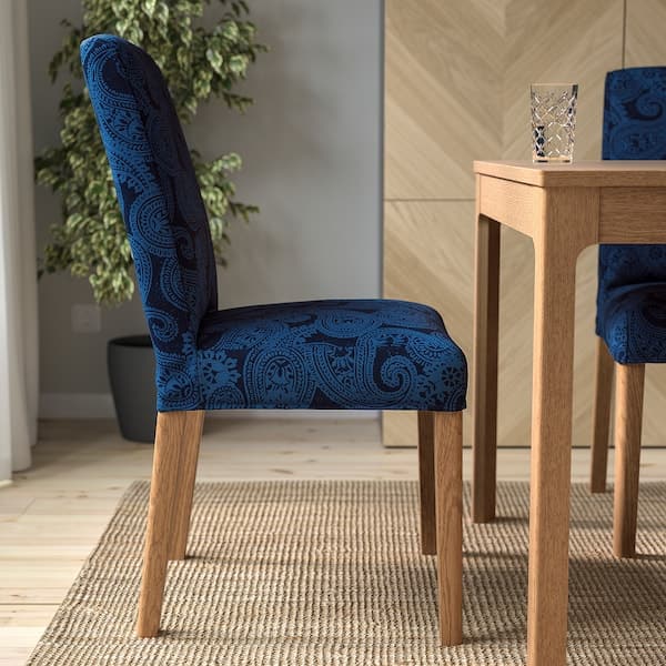 BERGMUND Chair - oak/Kvillsfors dark blue/blue , - best price from Maltashopper.com 49428977
