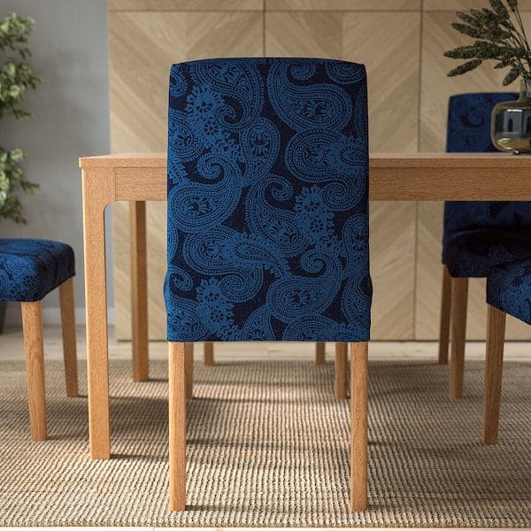 BERGMUND Chair - oak/Kvillsfors dark blue/blue 