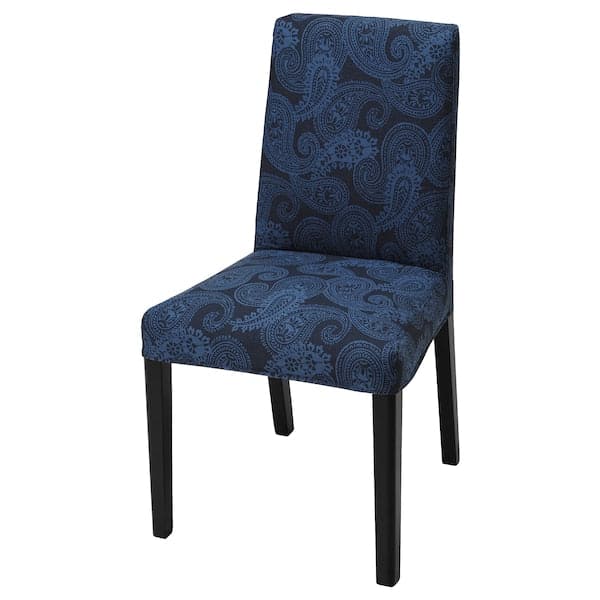 BERGMUND Chair - black/Kvillsfors dark blue/blue