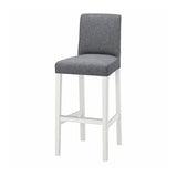 BERGMUND bar stool with backrest, white/Gunnared medium grey, 75 cm