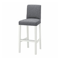 BERGMUND bar stool with backrest, white/Gunnared medium grey, 75 cm