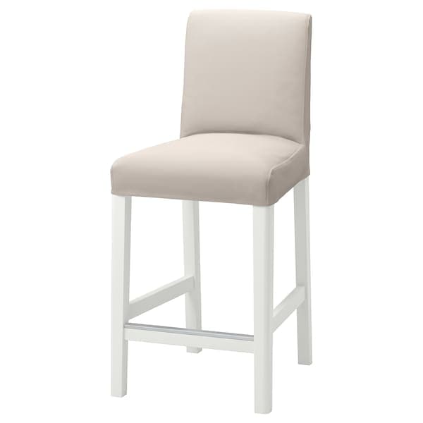 BERGMUND Bar stool with back - white/Hallarp beige 62 cm , 62 cm - best price from Maltashopper.com 69388112