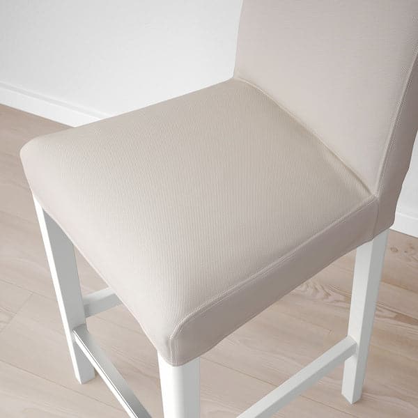 Ikea BERGMUND Bar stool with back - white/Hallarp beige 62 cm , 62 cm