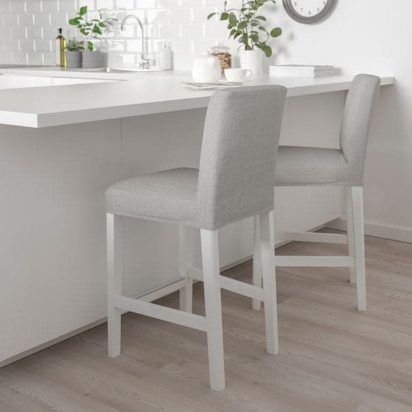 Ikea BERGMUND Bar stool with back - white/Orrsta light grey 62 cm , 62 cm