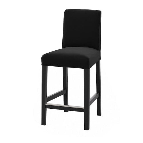 BERGMUND Bar stool with backrest - black/Djuparp dark grey 62 cm , 62 cm