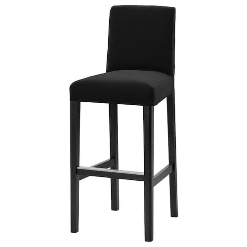 BERGMUND Stool bar with backrest - black/Djuparp dark grey 75 cm , 75 cm