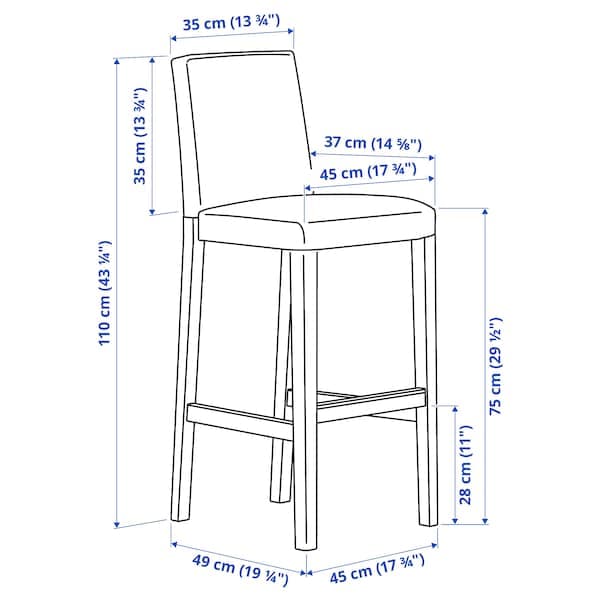BERGMUND - Bar stool with backrest , 75 cm - best price from Maltashopper.com 79419660