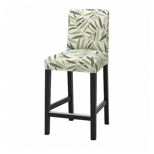 BERGMUND Bar stool with backrest - black/Fågelfors fantasia 62 cm , 62 cm