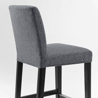 BERGMUND Bar stool with back - black/Gunnared smoke grey 62 cm , 62 cm - best price from Maltashopper.com 59384690