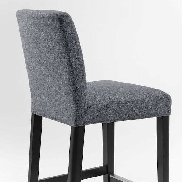 Ikea BERGMUND Bar stool with back - black/Gunnared smoke grey 62 cm , 62 cm