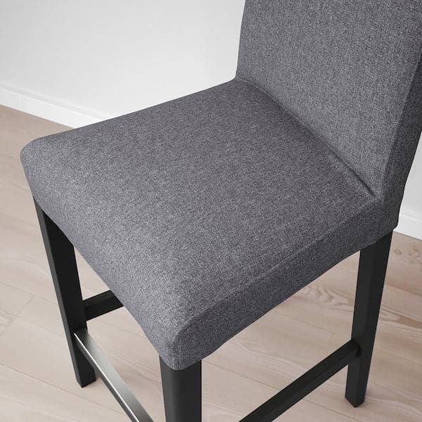 Ikea BERGMUND Bar stool with back - black/Gunnared smoke grey 62 cm , 62 cm