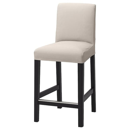 BERGMUND Bar stool with backrest - black/Hallarp beige 62 cm