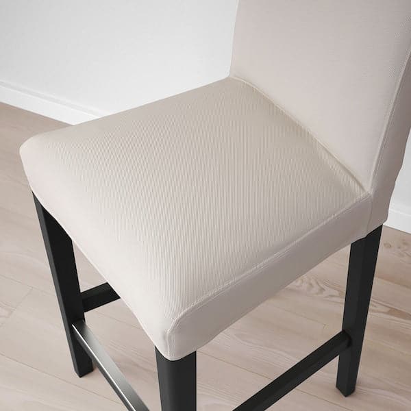 BERGMUND Bar stool with backrest - black/Hallarp beige 62 cm - best price from Maltashopper.com 19388181