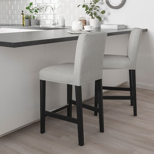 Ikea BERGMUND Bar stool with backrest - black/Light grey orrsta 62 cm , 62 cm