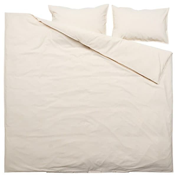 BERGPALM - Duvet cover and 2 pillowcases, yellow/white/striped, 240x220/50x80 cm - best price from Maltashopper.com 80565090