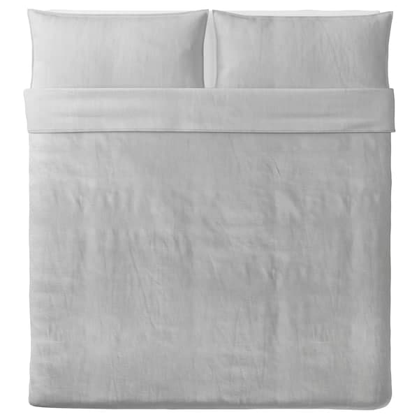 Ikea BERGPALM - Duvet cover and 2 pillowcases, grey/stripe, 240x220/50x80 cm