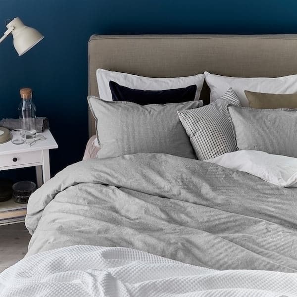 Ikea BERGPALM - Duvet cover and 2 pillowcases, grey/stripe, 240x220/50x80 cm