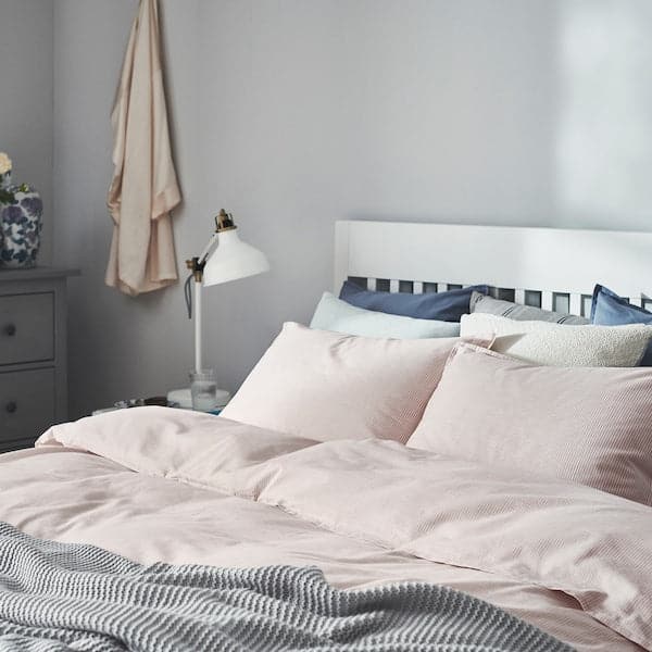 BERGPALM - Duvet cover and 2 pillowcases, light pink/stripe, 240x220/50x80 cm - best price from Maltashopper.com 00500663