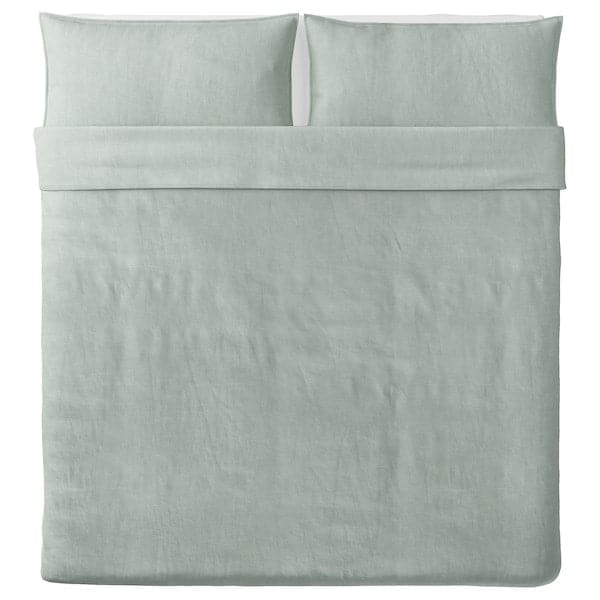 Ikea BERGPALM - Duvet cover and 2 pillowcases, green/stripe, 240x220/50x80 cm