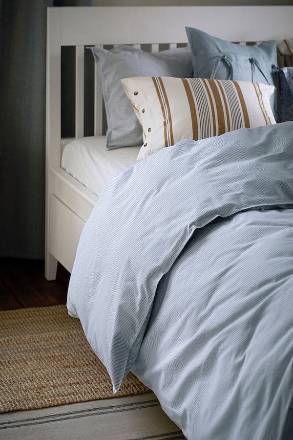 Ikea BERGPALM - Duvet cover and pillowcase, blue/striped, 150x200/50x80 cm
