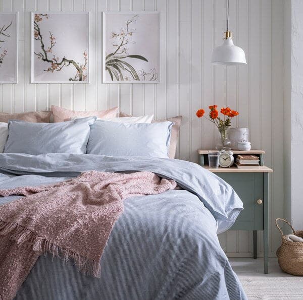Ikea BERGPALM - Duvet cover and pillowcase, blue/striped, 150x200/50x80 cm