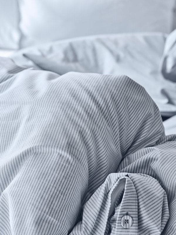 Ikea BERGPALM - Duvet cover and pillowcase, blue/striped, 150x200/50x80 cm