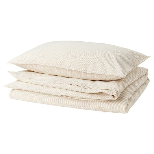BERGPALM - Duvet cover and pillowcase, yellow/white/striped, 150x200/50x80 cm - best price from Maltashopper.com 50565100