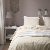 BERGPALM - Duvet cover and pillowcase, yellow/white/striped, 150x200/50x80 cm - best price from Maltashopper.com 50565100