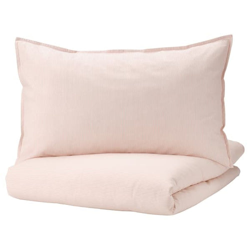 BERGPALM - Duvet cover and pillowcase, light pink/stripe, 150x200/50x80 cm