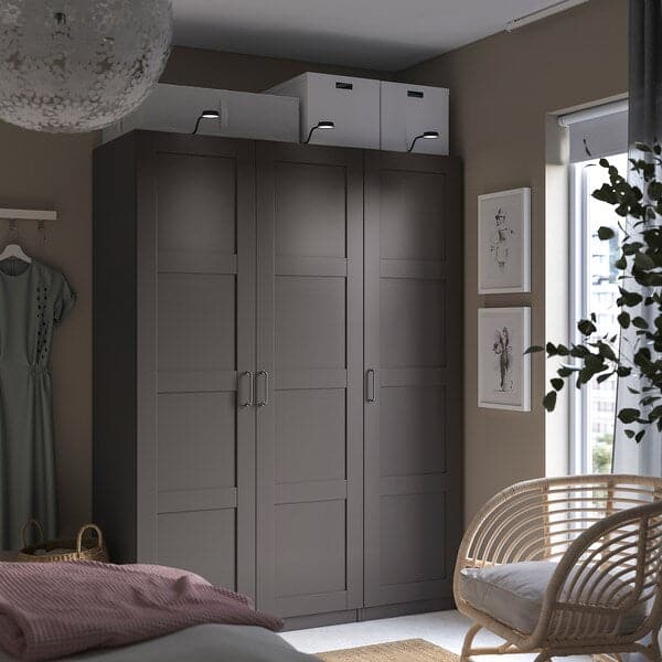 BERGSBO - Door with hinges, dark grey, 50x195 cm - best price from Maltashopper.com 79436240