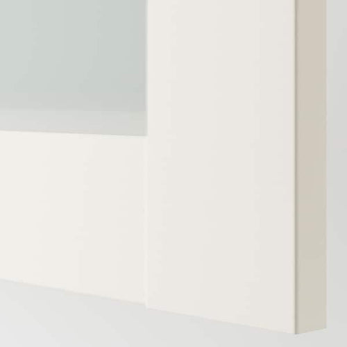 BERGSBO - Door with hinges, frosted glass/white, 50x229 cm
