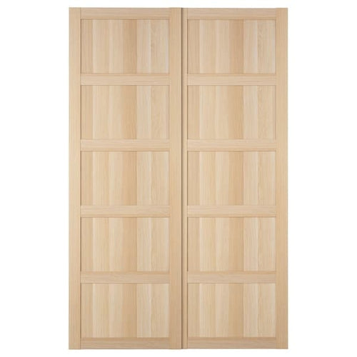 BERGSBO - Pair of sliding doors, oak effect with white stain, 150x236 cm
